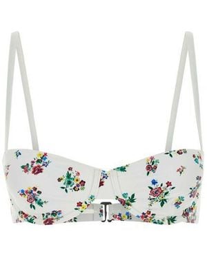 Tory Burch Floral Print Bikini Top - Metallic