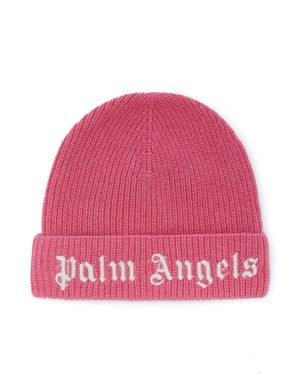 Palm Angels Beanie With Logo - Pink