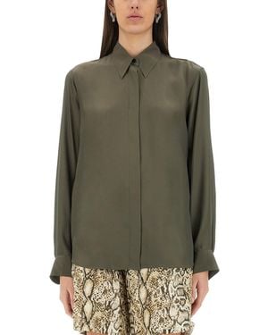 Dries Van Noten Silk Blend Satin Shirt - Green