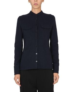 Jil Sander Tailored Long-Sleeved Shirt With Mandarin Collar - Blue