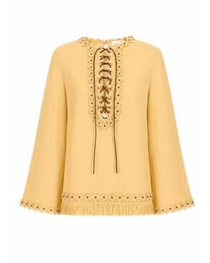 Zimmermann Blusa Con Frange - Metallic