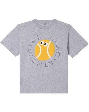 Stella McCartney Stella Mc Cartney T Shirt With "Tennis" Logo - Grey