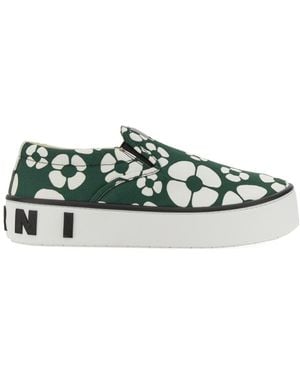 Marni Slip-On Trainers With Bold Floral Pattern - Green