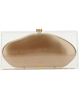 Cult Gaia Annika Clutch Bag With Logo - Brown