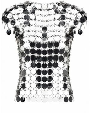 Rabanne Top "The Iconic Sparkle Discs" - White