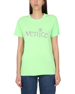 ERL T-SHIRT IN JERSEY DI COTONE CON LOGO - Verde