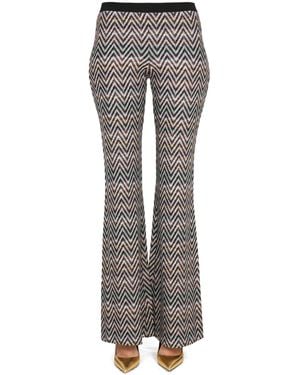 Missoni Flared Trousers With Iconic Zigzag Design - Grey
