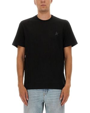Golden Goose Deluxe Brand Cotton T-Shirt With Logo Print - Black