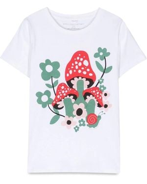Stella McCartney T-Shirt M/C Funghi E Fiori - Bianco