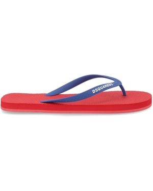 DSquared² Logo Flip Flop Slippers - Red