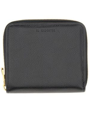 Il Bisonte Grained Leather Wallet With Logo - Black