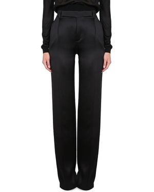 Saint Laurent Satin Flared Trousers - Black