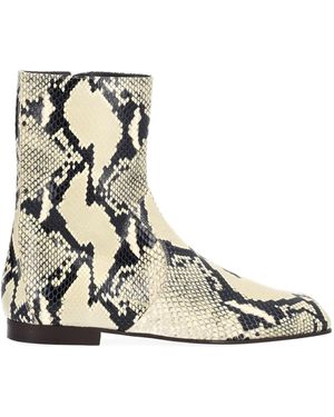 KHAITE Colt Snake-Effect Leather Ankle Boots - White