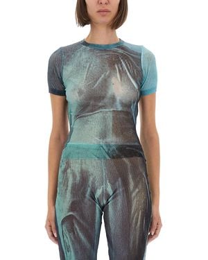 Jean Paul Gaultier Water" Mesh T-Shirt - Blue