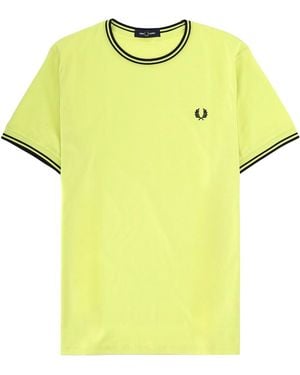 Fred Perry T-Shirt Con Doppia Riga - Yellow