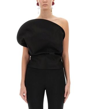 Magda Butrym Sculptural One-Shoulder Bustier With Architectural Elements - Black