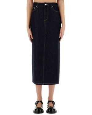 Moschino Classic High-Waisted Long Denim Skirt - Blue