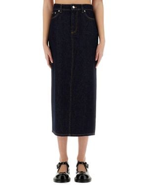 Moschino Classic High-Waisted Long Denim Skirt - Blue