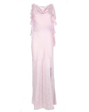 ROTATE BIRGER CHRISTENSEN Sheer Ruffle Halter Maxi Dress - Pink