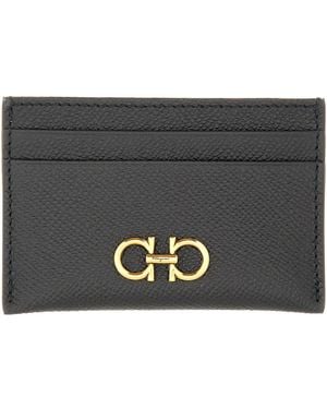 Ferragamo Portacarte Con Dettaglio Gancini - Nero