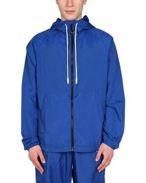 Marcelo Burlon GIACCA A VENTO IN NYLON CON STAMPA "CROSS" - Blu