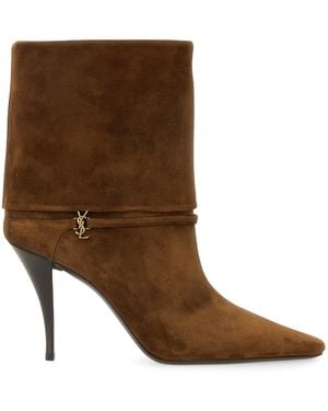 Saint Laurent Vicky Ankle Boots Calf Leather Bos Taurus - Brown