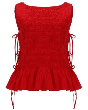 Ganni Feminine Mini Top - Red