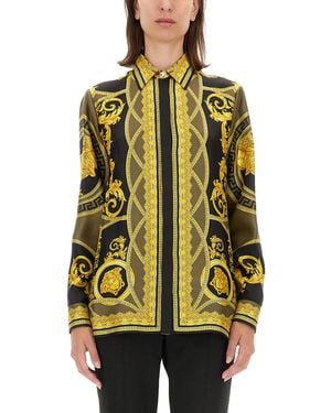 Versace Shirt With 'La Coupe Des Dieux' Pattern - Yellow