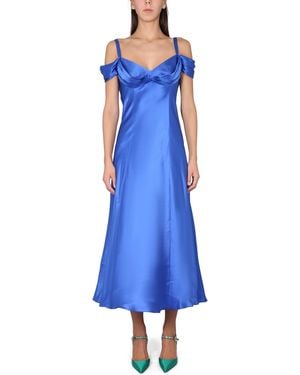 Alberta Ferretti Off-Shoulder Mini Dress - Blue