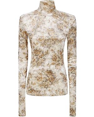 Ganni Floral Print Top - White