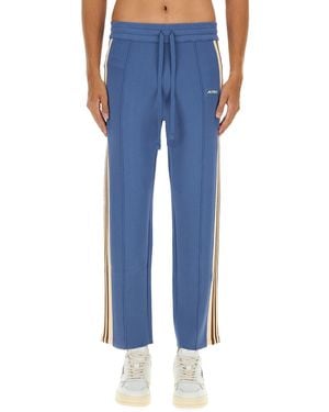 Autry Relaxed Fit Jogging Trousers With Side Stripes - Blue