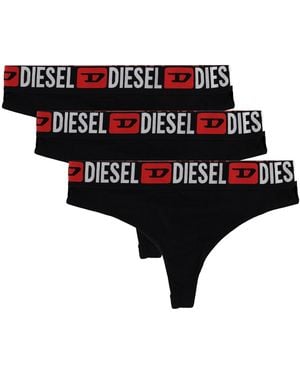 DIESEL 3-Pack Perizoma Con Logo - Black