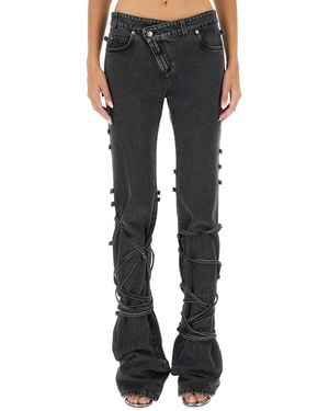 McQueen Slim Fit Jeans With Knotted Detail - Blue