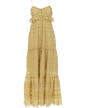 Isabel Marant Embroidered Square Neck Maxi Dress - Metallic