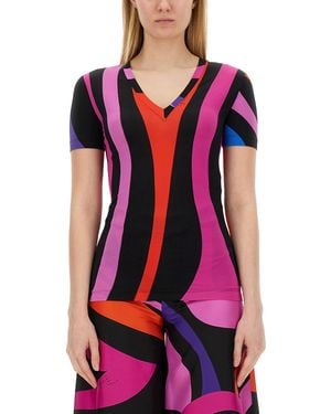 PUCCI Marble Print T-Shirt - Red