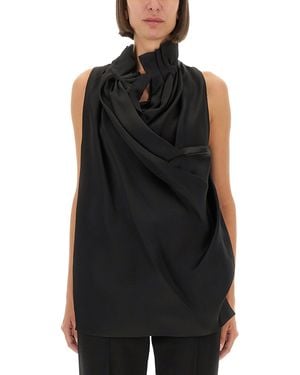 KHAITE Silk Top Tops - Black