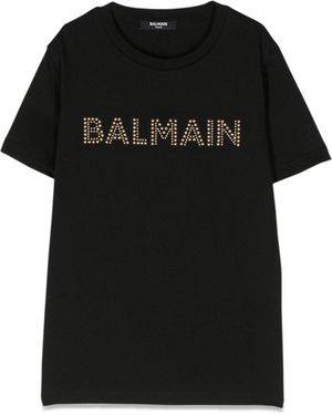 Balmain T-Shirt Mc Logo Oro - Nero