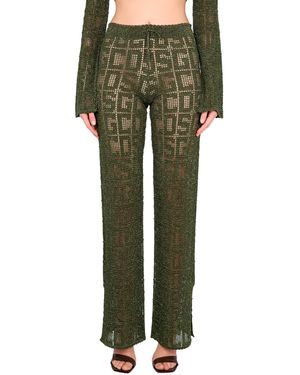 Gcds PANTALONE MACRAME' MONOGRAM - Verde