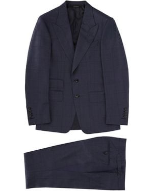 Tom Ford Wool Windowpane Suit - Blue