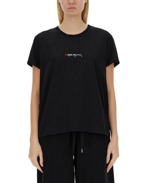 Stella McCartney Oversize Fit Logo T-Shirt Cotton T-Shirts - Black