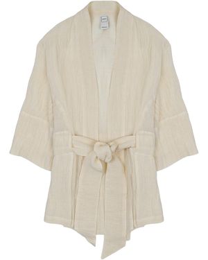 120% Lino Giacca Kimono - White