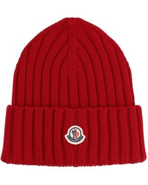 Moncler Berretto Con Patch Logo - Red