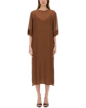 Alysi Silk Midi Dress - Brown