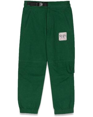 N°21 Pantalone Con Patch Logo - Verde