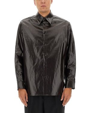 MM6 by Maison Margiela Shiny Coated Linen Shirt - Grey