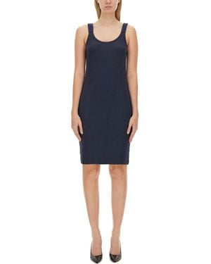 Helmut Lang Scoop Neck Knee Length Dress - Blue