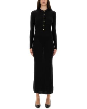 Versace Wool Dress With Buttons - Black