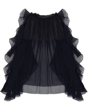 Alberta Ferretti Solid Round Neck Top - Blue