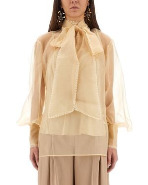 Zimmermann "Memento" Organza Blouse - Natural
