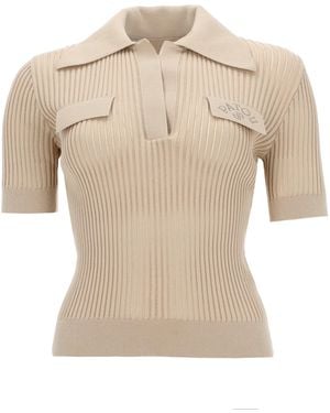 Patou Embroidered-Logo Top - Natural